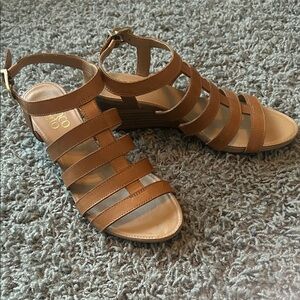 Franco Sarto Tan Multi-Strap Sandals